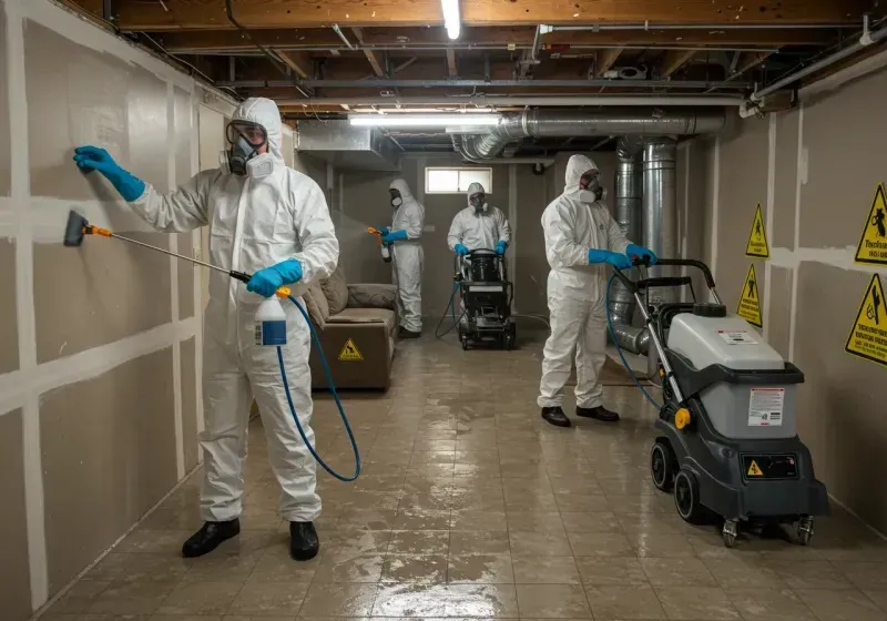 Basement Moisture Removal and Structural Drying process in Mathews, LA